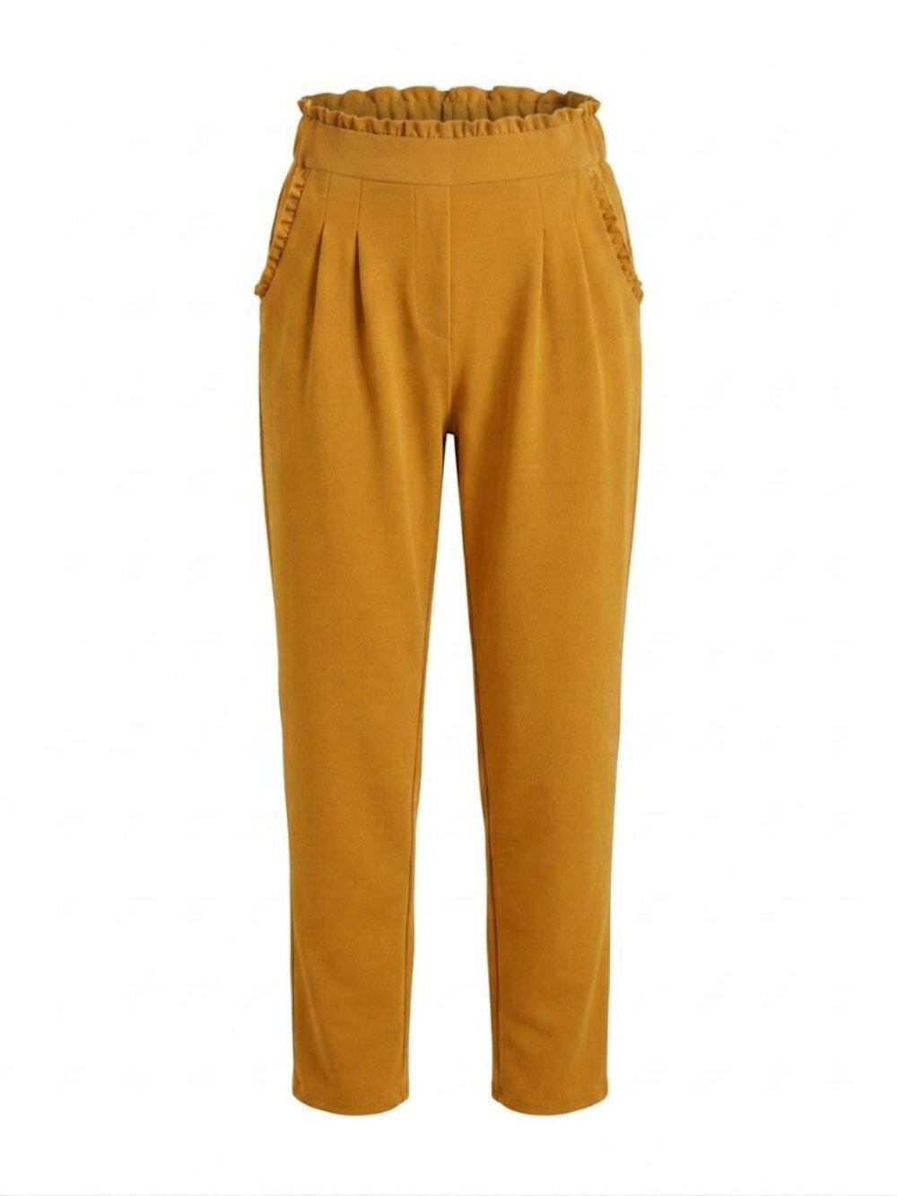 Soho Apparel Paperbag Pants Womens Size Large Mustard Elastic Waist Trouser